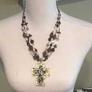 Triple strand Cross Necklace.